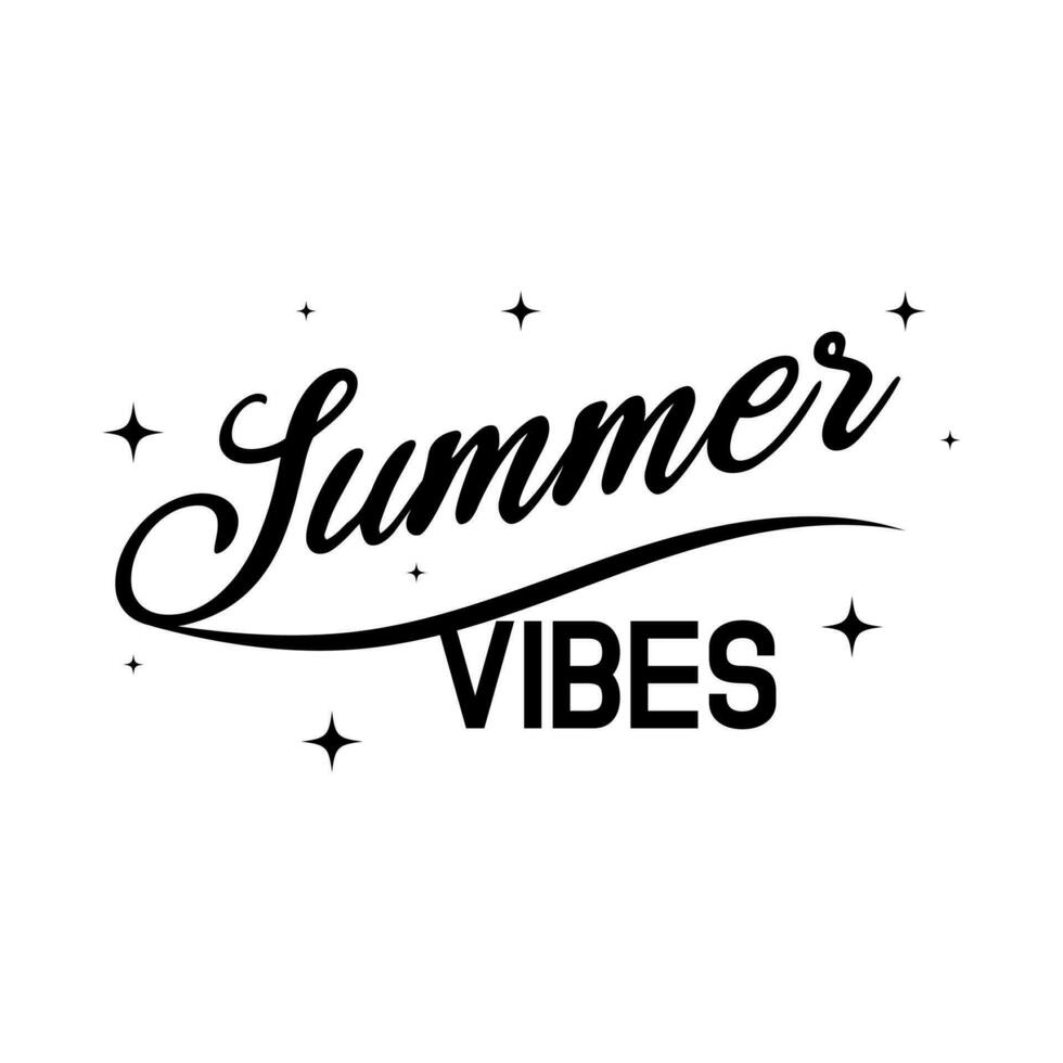 Summer vibes seasonal calligraphic lettering can be used for invitations, posters, banners and greeting card template. vector