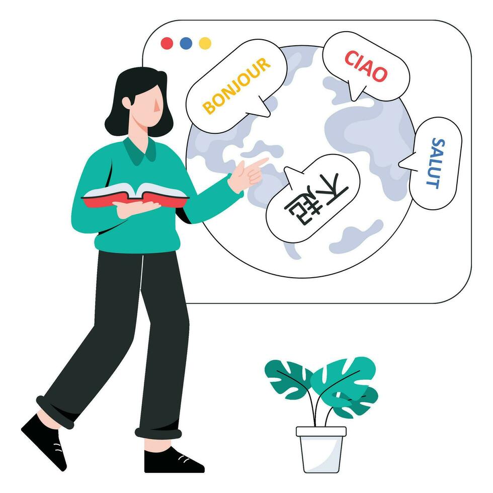 Language Interpreter flat style design vector illustration. stock illustration