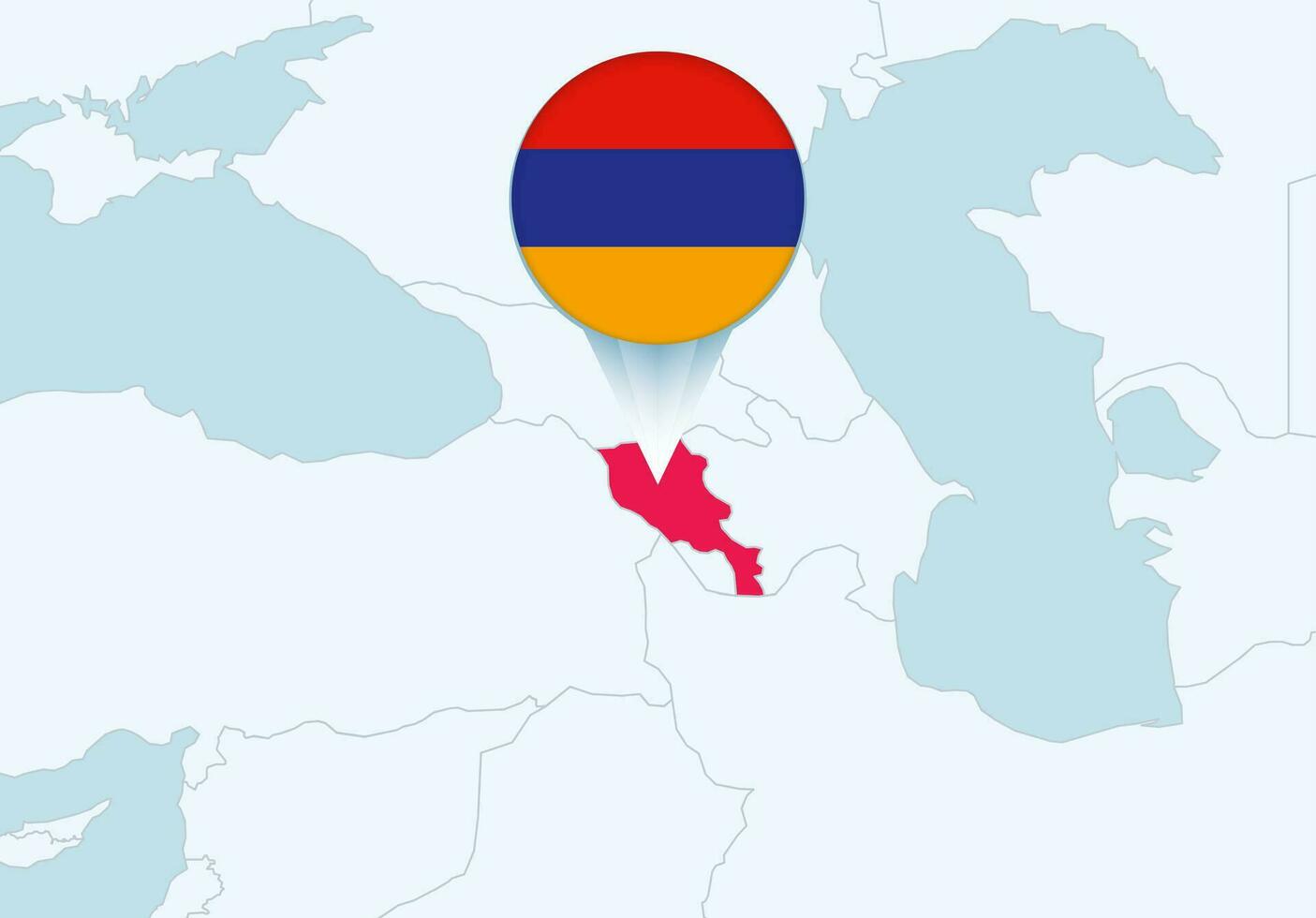 Europe with selected Armenia map and Armenia flag icon. vector