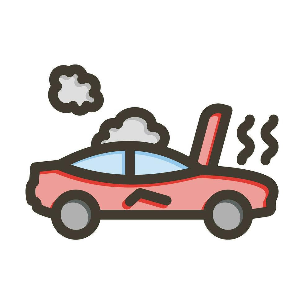 Broken Car Vector Thick Line Filled Colors Icon For Personal And Commercial Use.