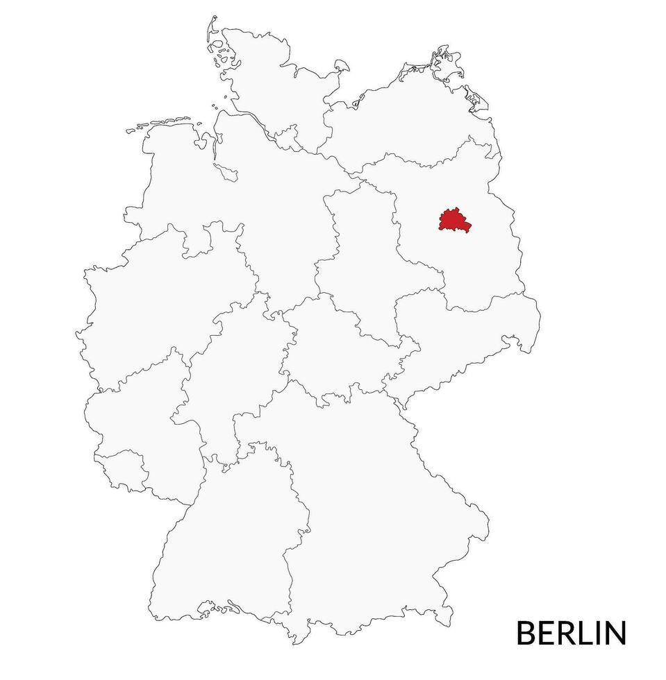 Berlin map, German map. Map of Germany in red color vector