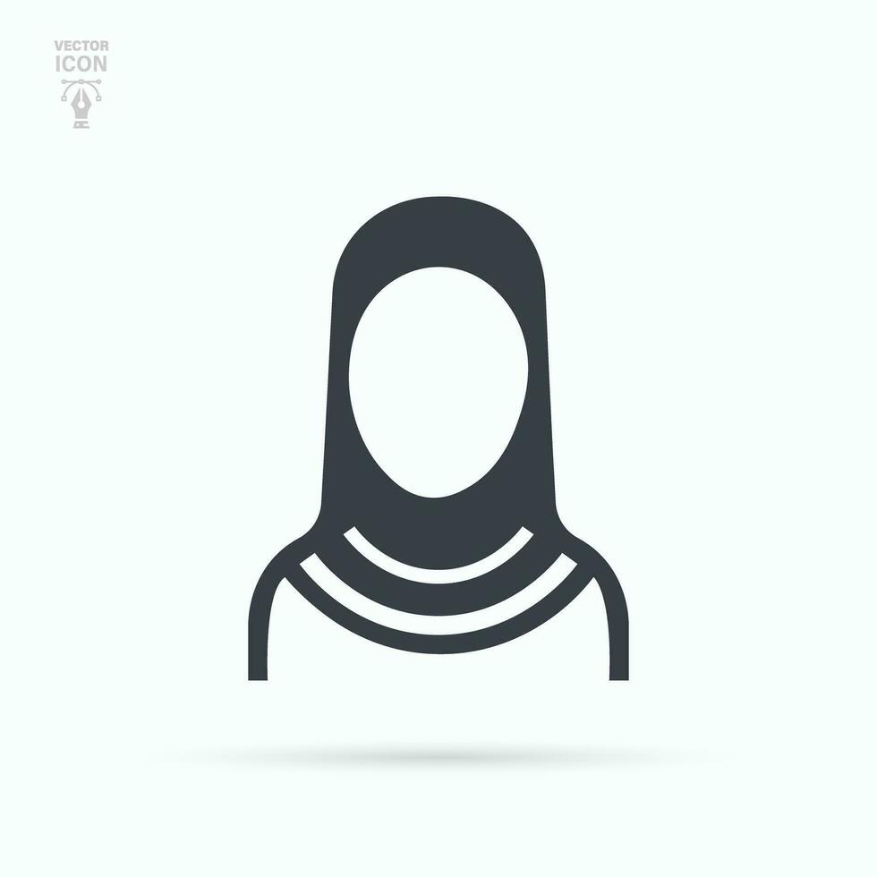 Muslim woman. Hijab woman icon. Isolated vector illustration on white background.