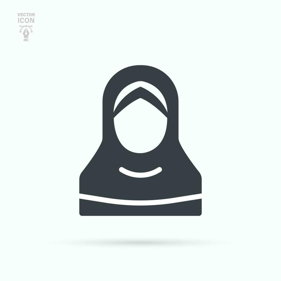 Muslim woman. Hijab woman icon. Isolated vector illustration on white background.