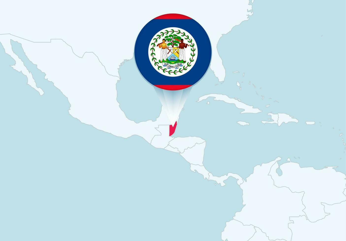 America with selected Belize map and Belize flag icon. vector