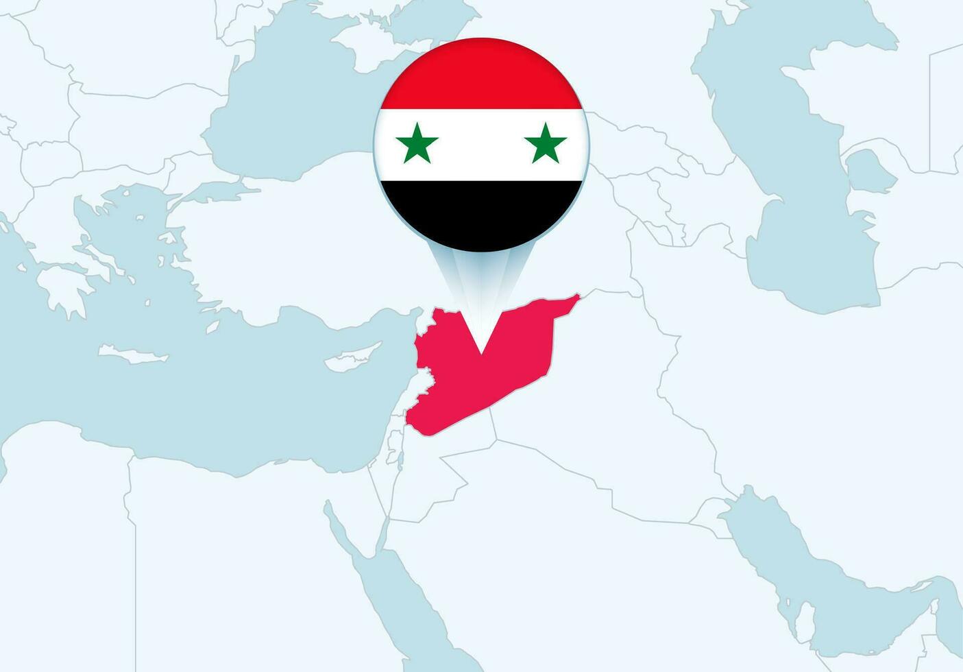 Asia with selected Syria map and Syria flag icon. vector