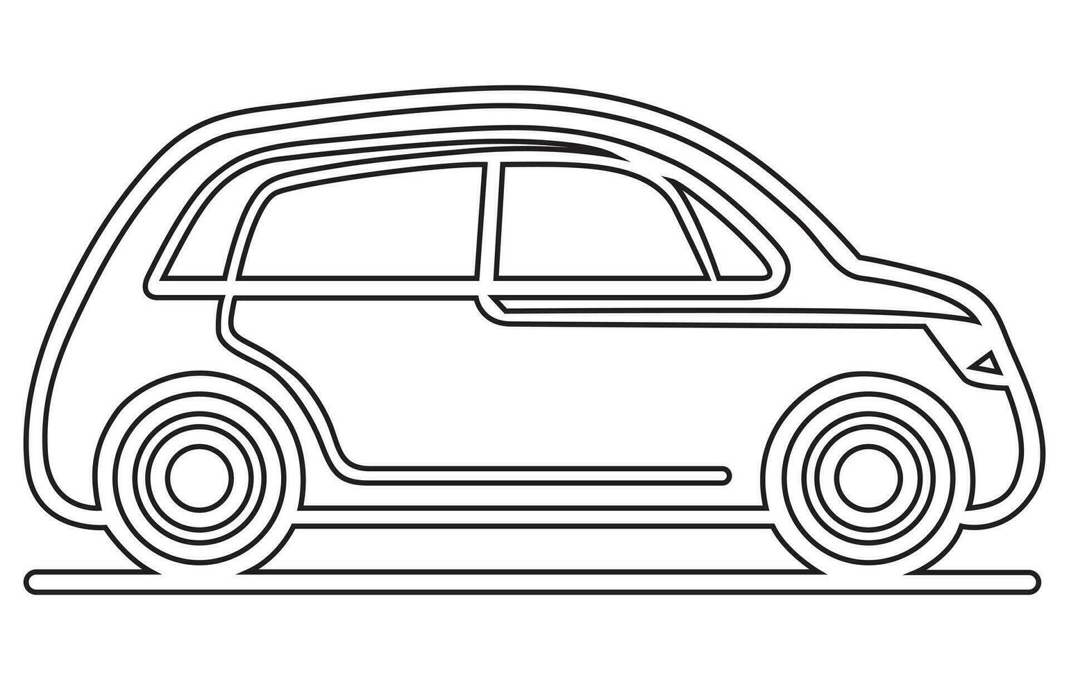 Hybrid car vector outline , A hand drawn line Hybrid Car logo ,