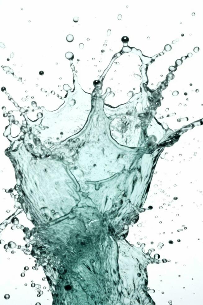 Dynamic Water Splash Water Splashes on White Background - AI generated photo