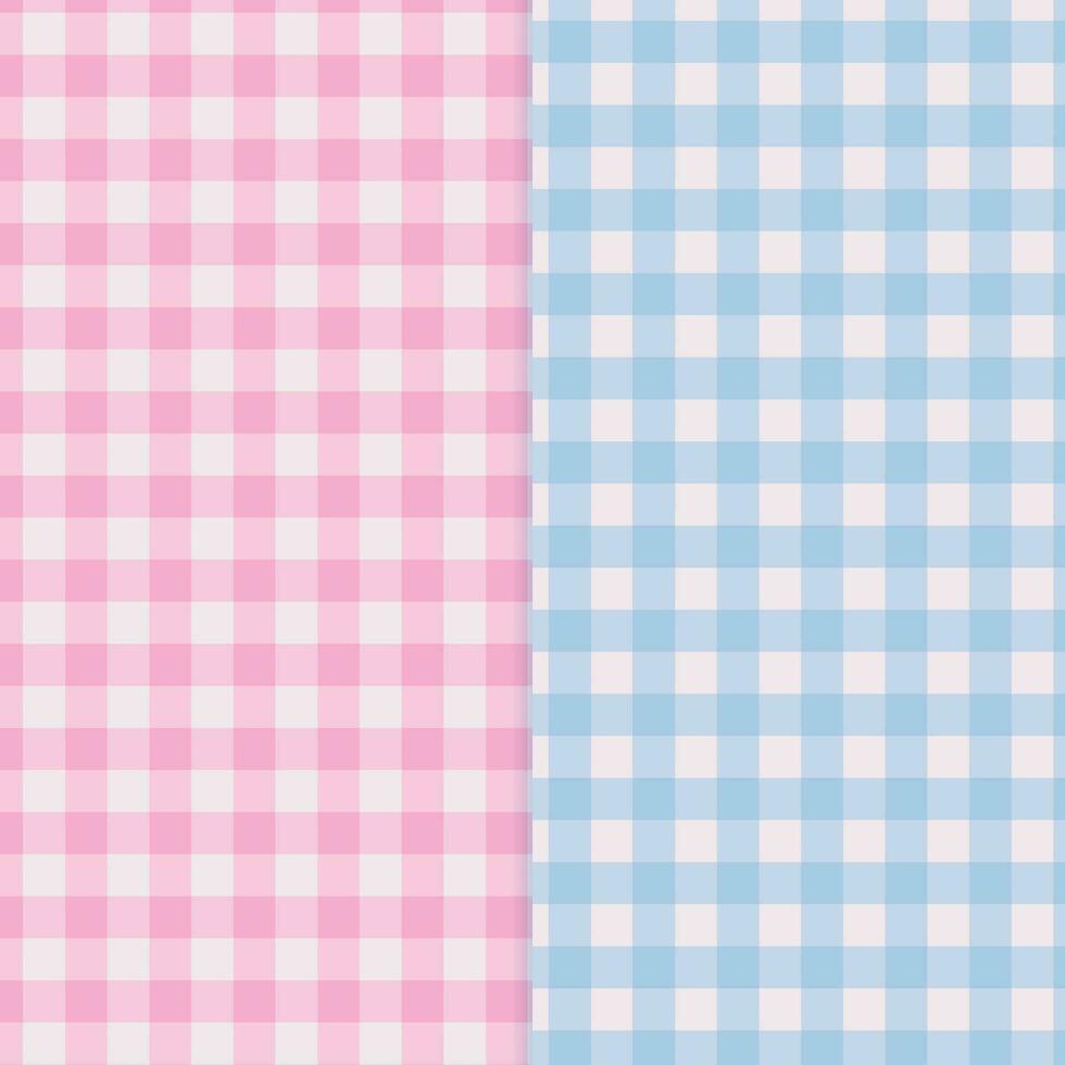 Pink and blue checkered pattern for clothes. Pattern for doll dress. Vector graphic texture for dress, cloth fashion fabric print.