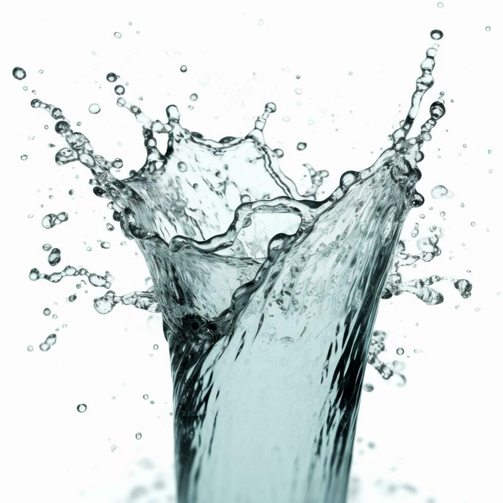 Dynamic Water Splash Water Splashes on White Background - AI generated photo