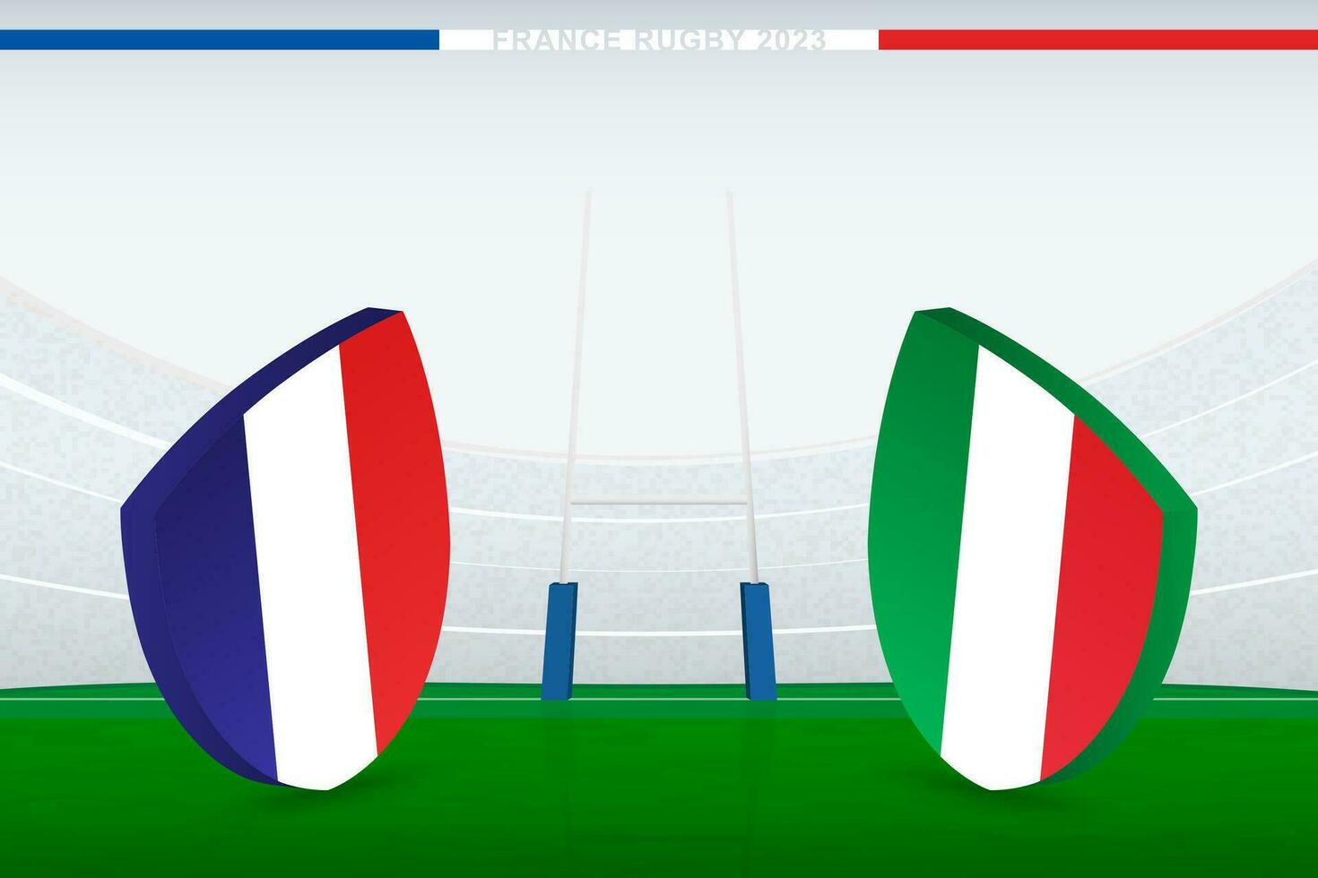 partido Entre Francia y Italia, ilustración de rugby bandera icono en rugby estadio. vector