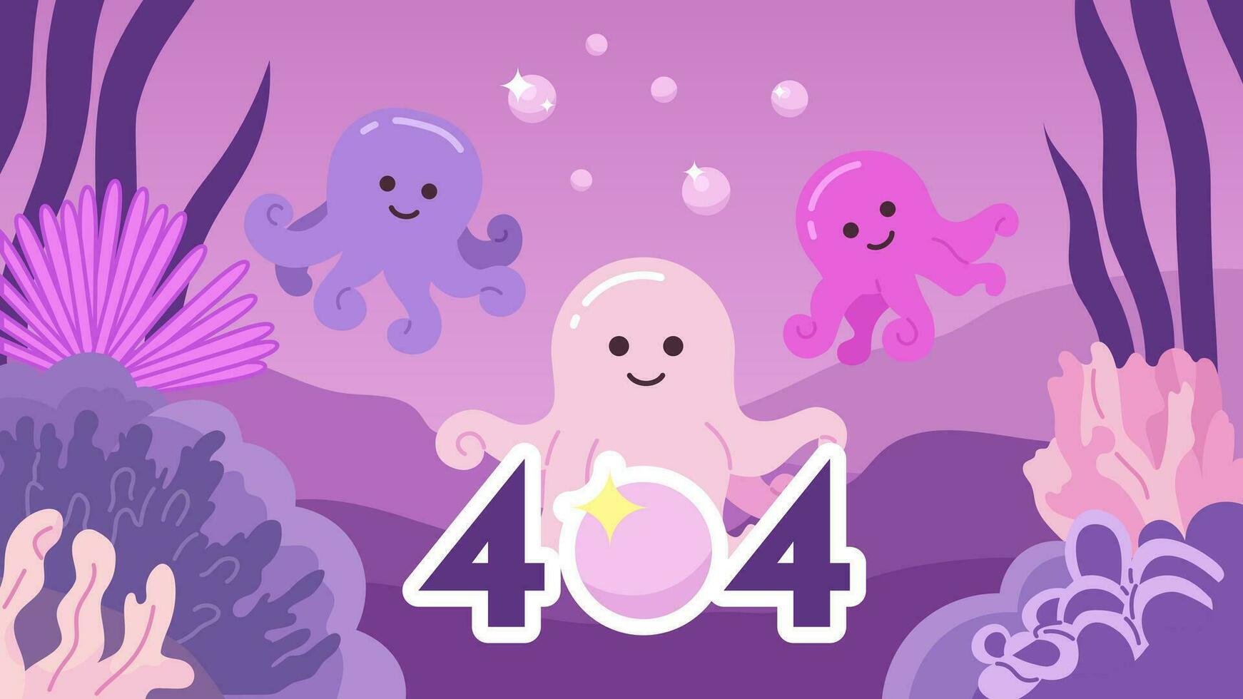 Octopuses underwater bubbles error 404 flash message. Chibi sea creatures.  Website landing page ui design. Not found cartoon image, cute vibes. Vector  flat illustration with kawaii anime background 27989604 Vector Art at  Vecteezy