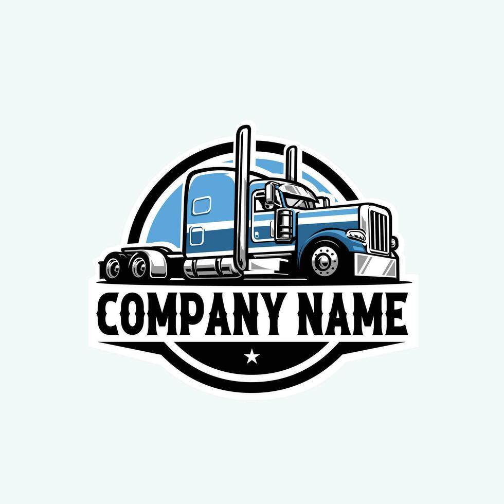 Trucking Company Circle Emblem Logo Template Set Vector Illustration Isolated in White Background