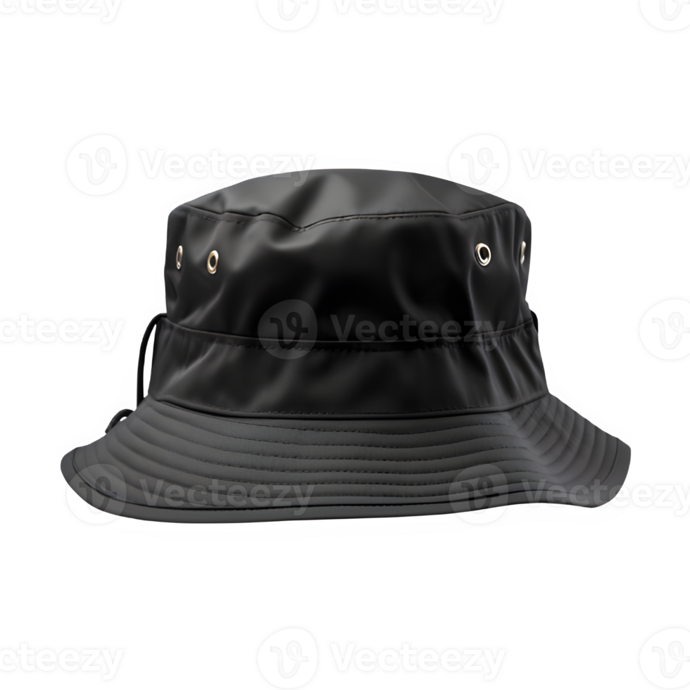 black bucket hat mock up isolated on transparent background cut out ,generative ai png