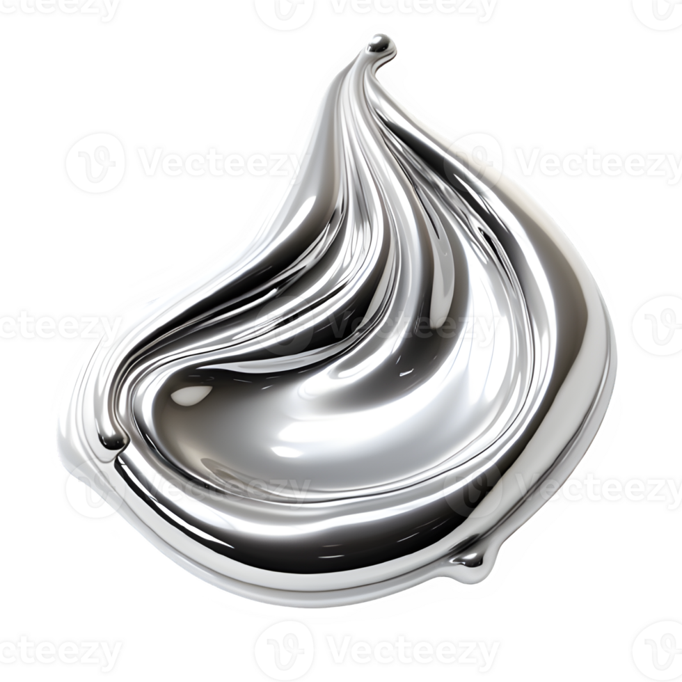 silver tin liquid isolated on transparent background ,melted tin isolated cut out png ,generative ai