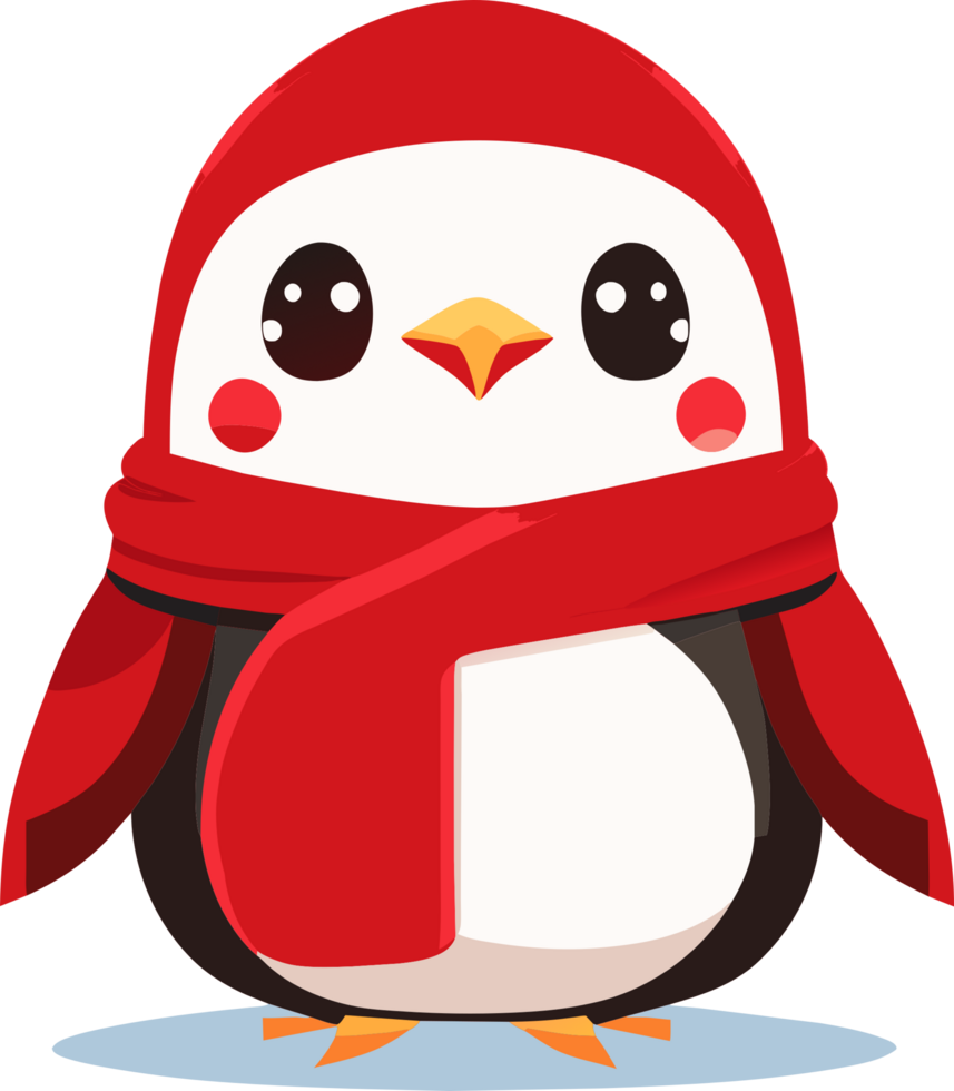 penguin wearing scarves in winter. AI Generated png