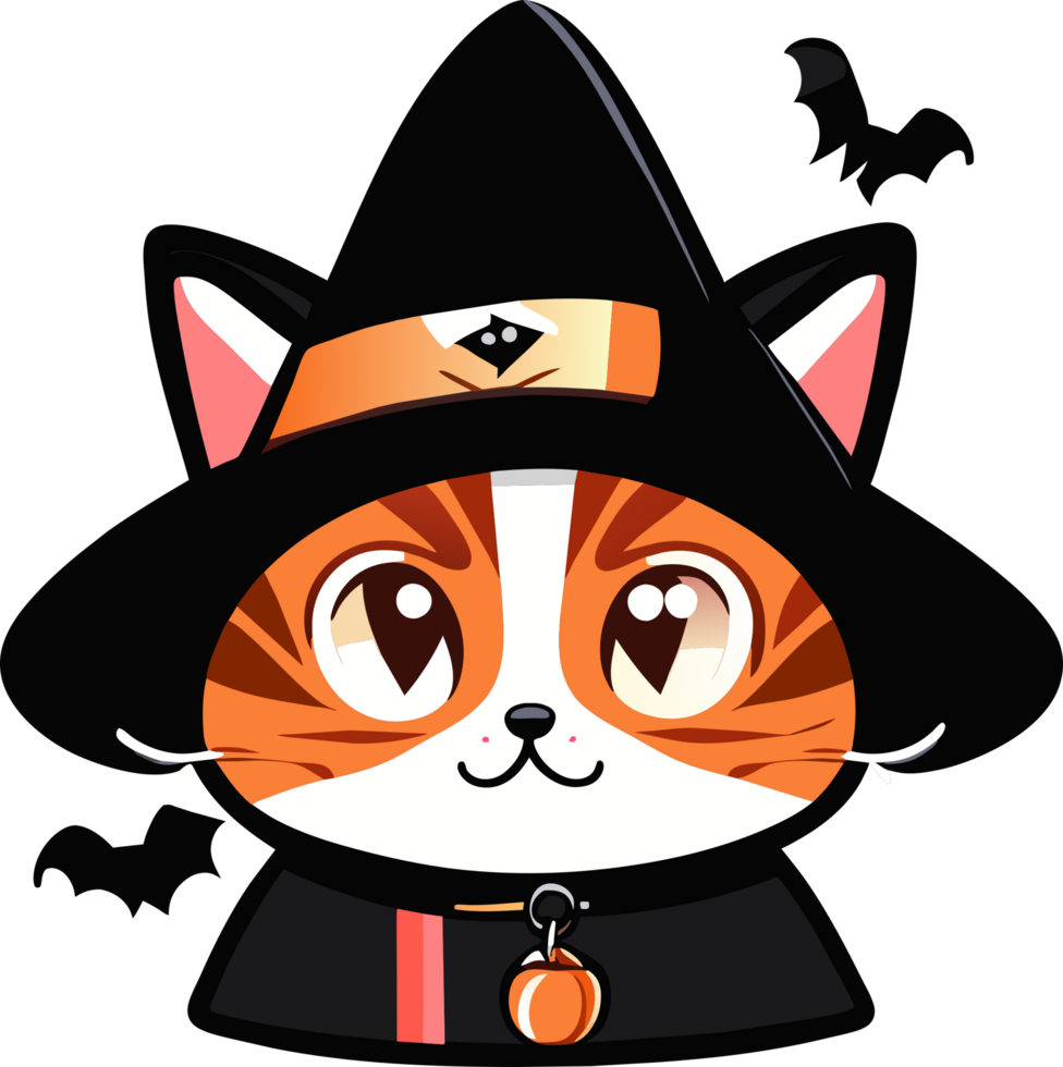 cat cute and Halloween hat. AI Generated png