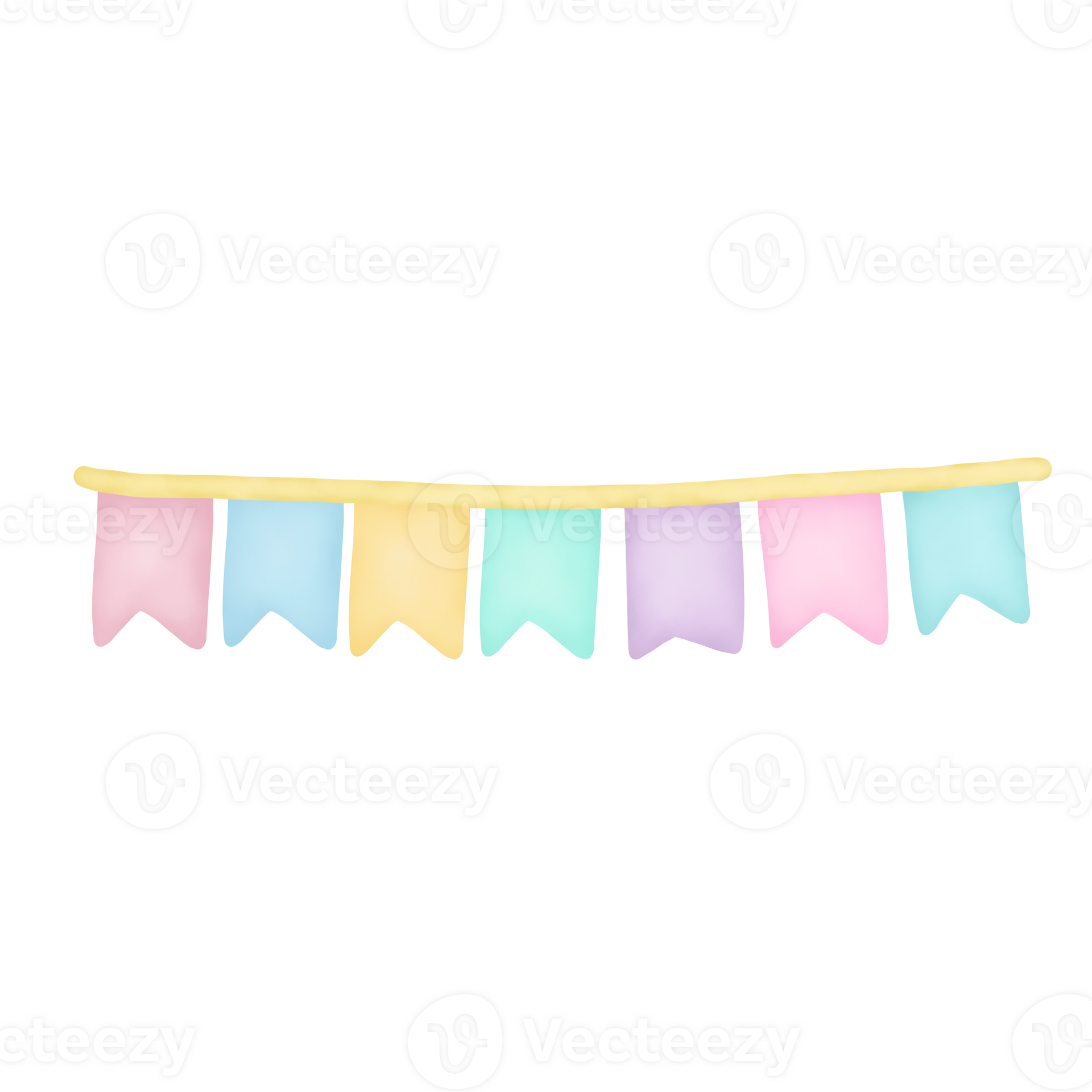 Watercolor pastel birthday flag clipart 27989963 png