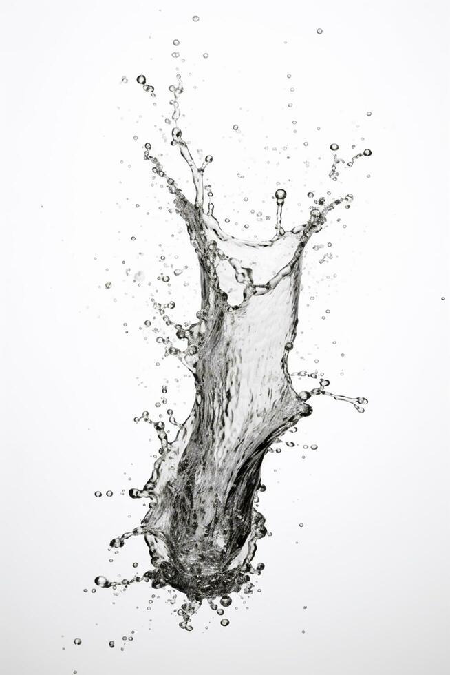 Dynamic Water Splash Water Splashes on White Background - AI generated photo