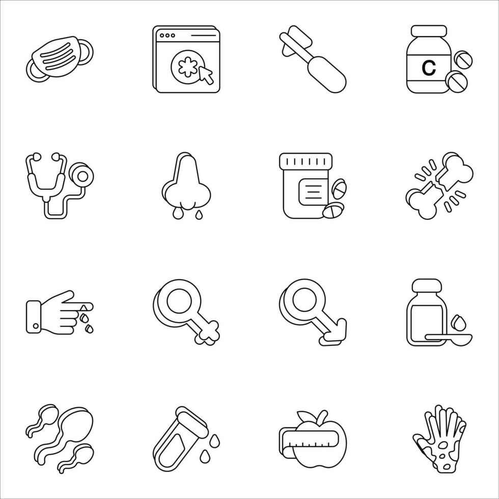 healthcare and medical line icons set pack vector