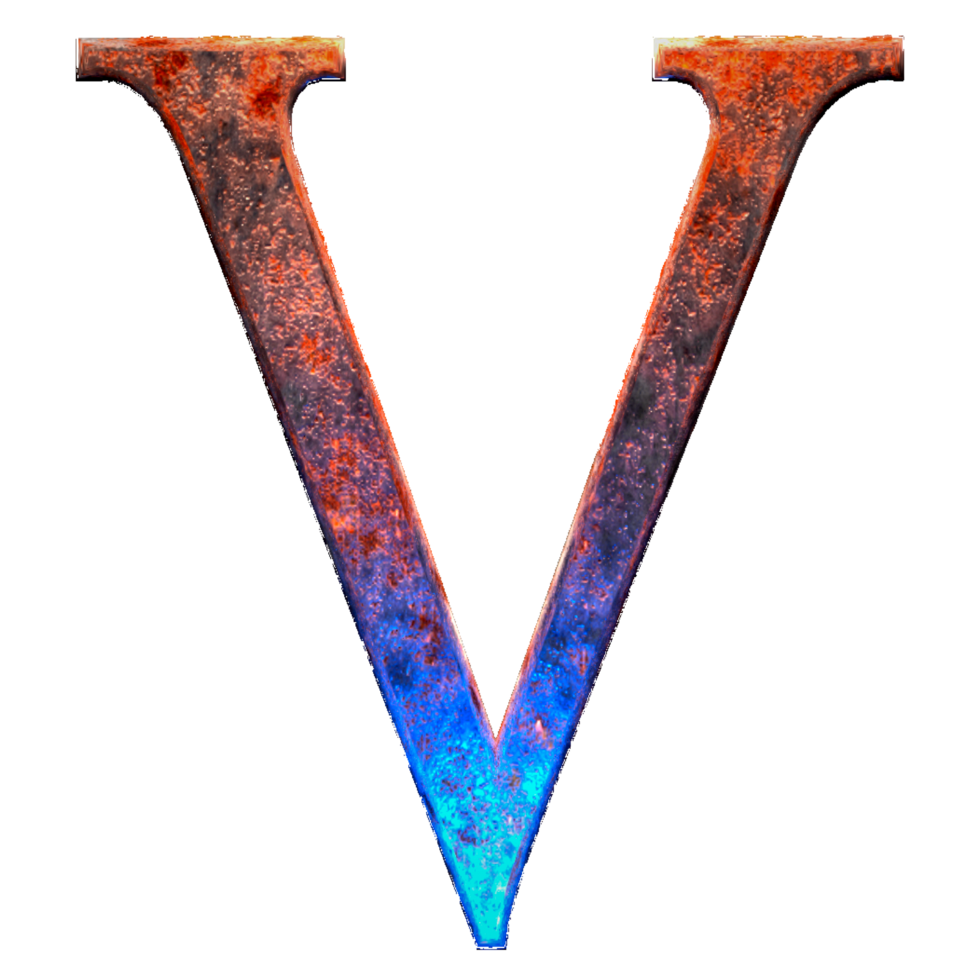 letter v metal effects png