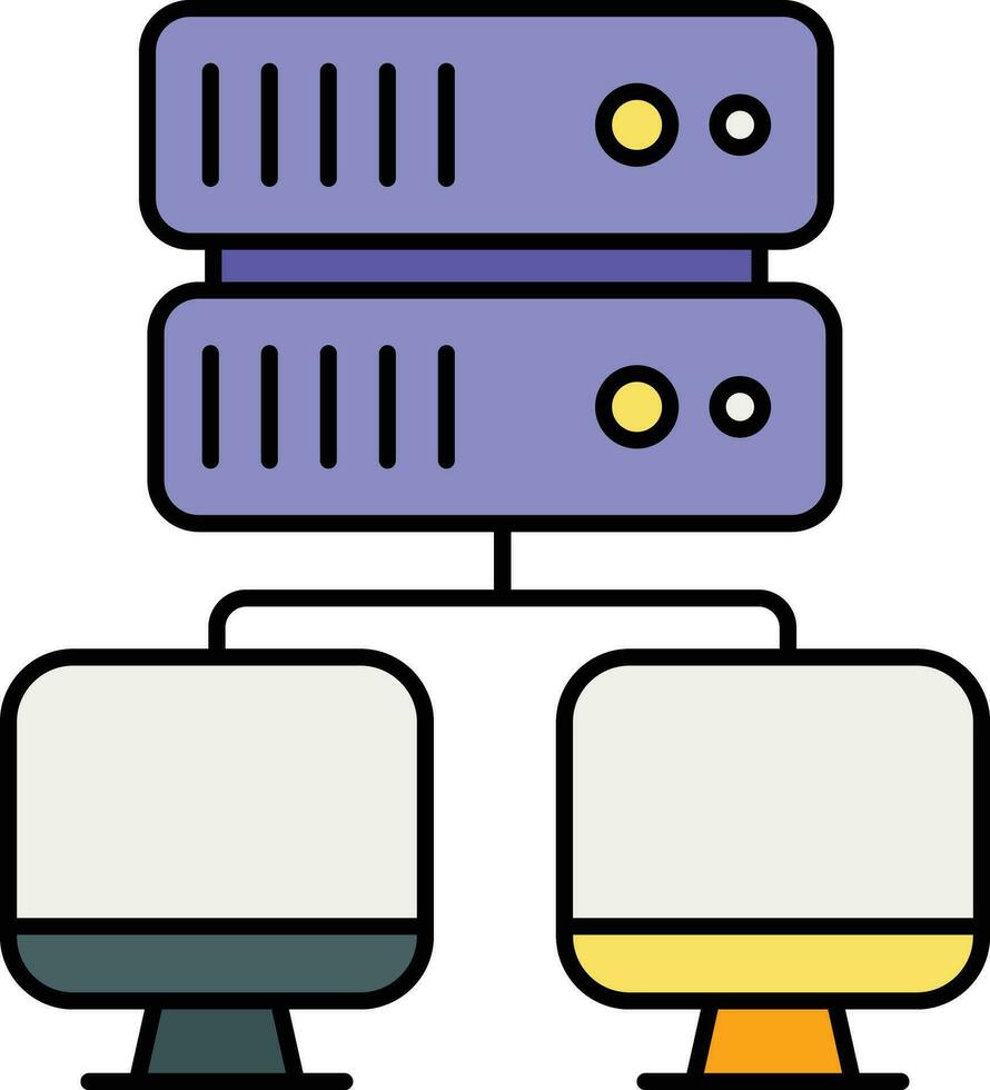 server network color outline icon design style vector