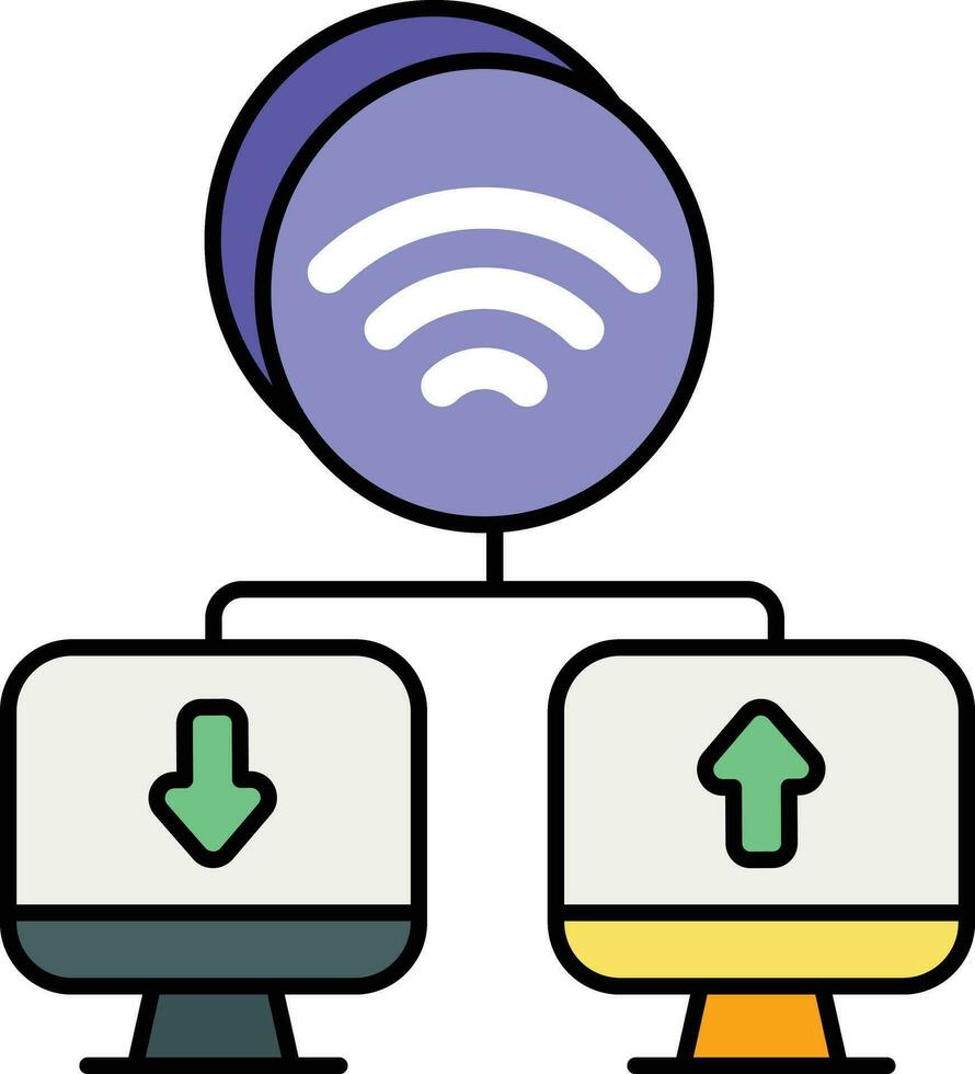 Connected Monitors color outline icon design style vector