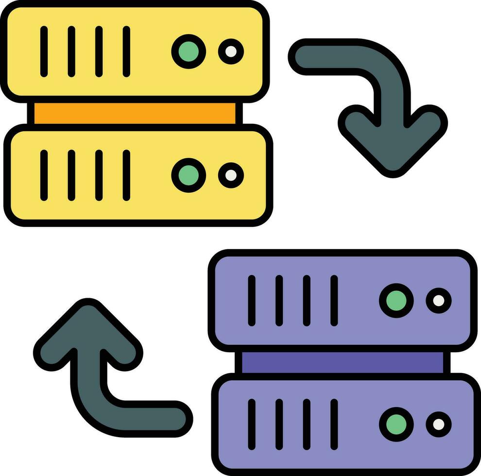 server transfer color outline icon design style vector