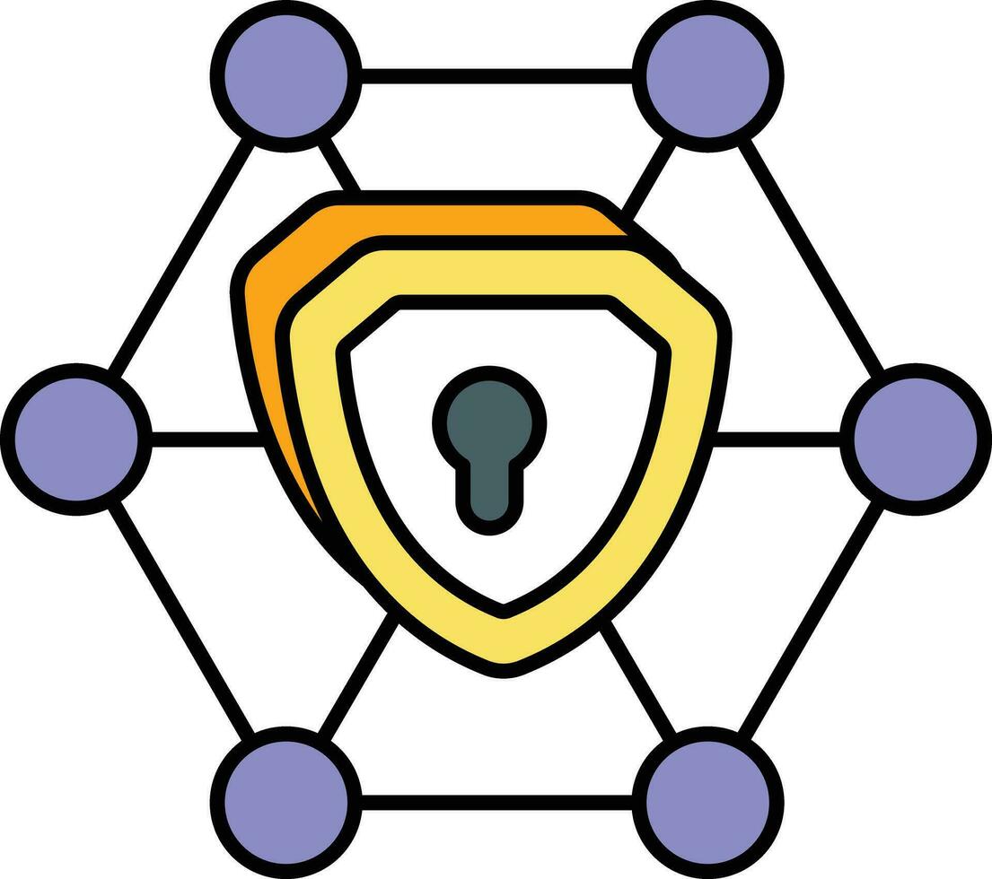 network security color outline icon design style vector