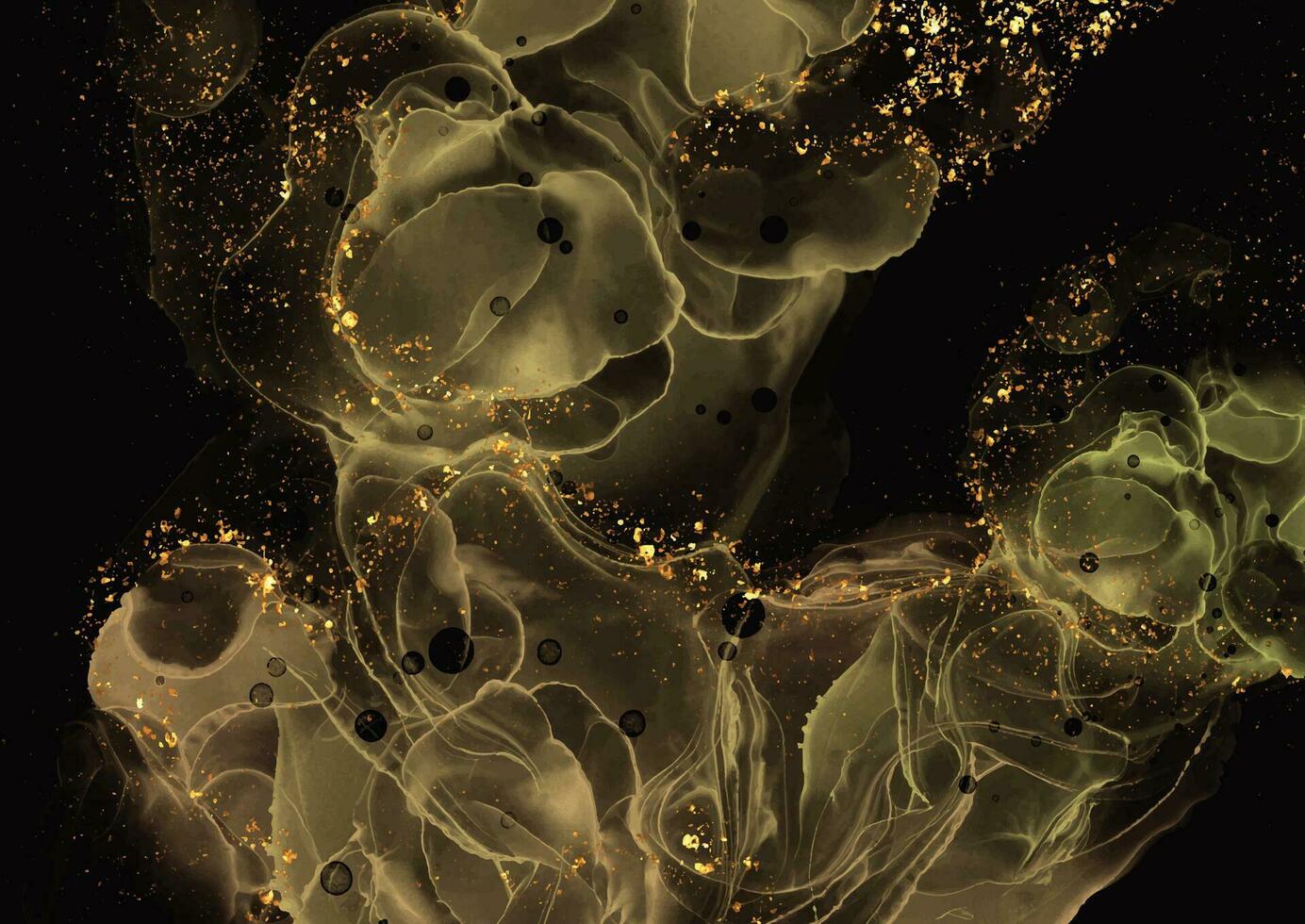 Abstract marble background fluid art painting alcohol ink style with a mix of black, gold colours. Beautiful swirl marble background. vector