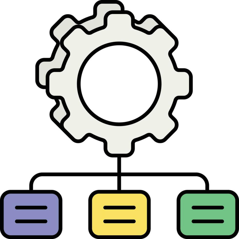 setting network color outline icon design style vector