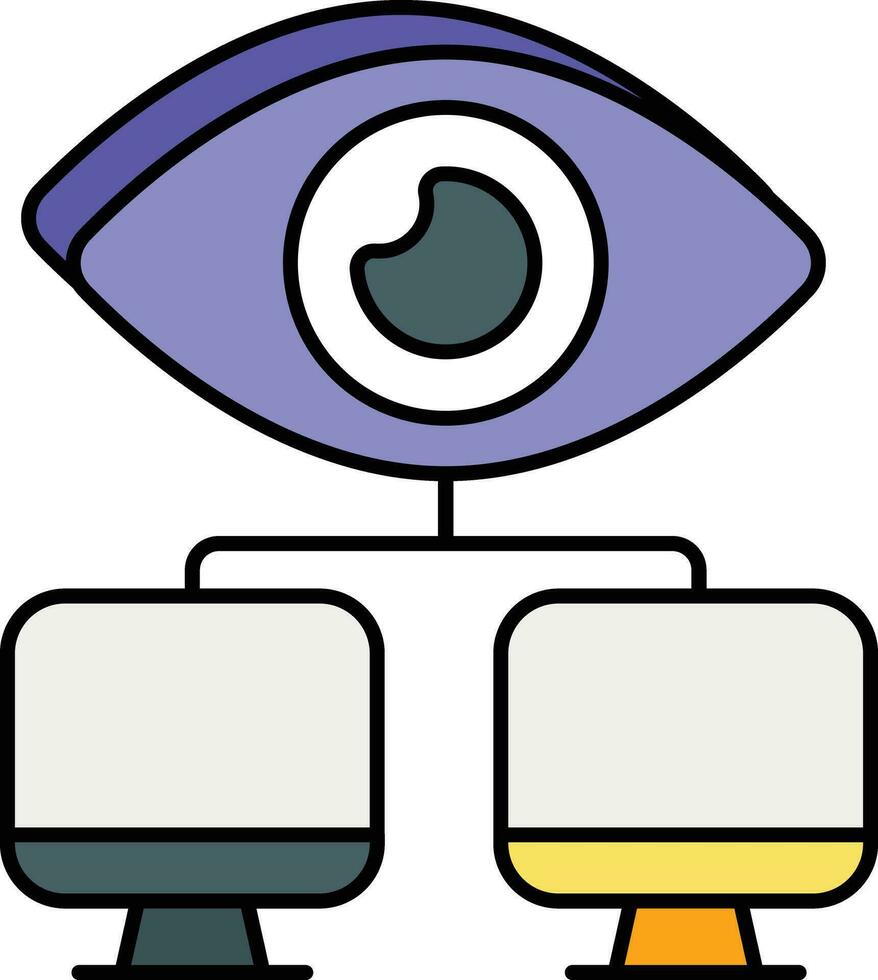 computer monitoring color outline icon design style vector