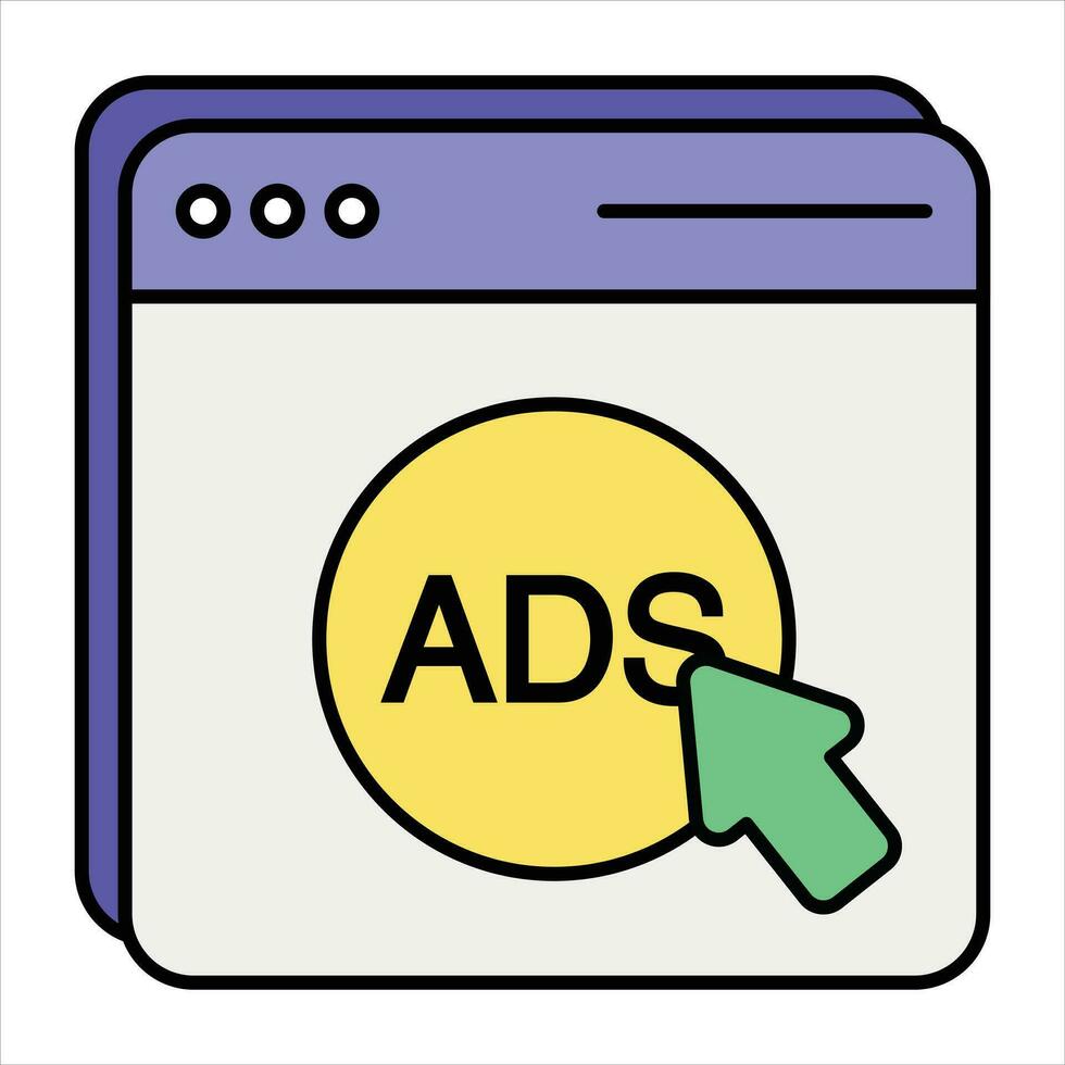 click ads color outline icon design style vector