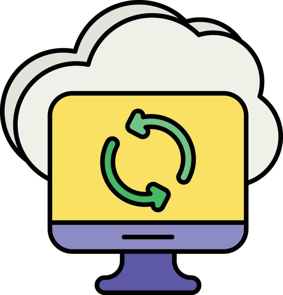 computing cloud color outline icon design style vector