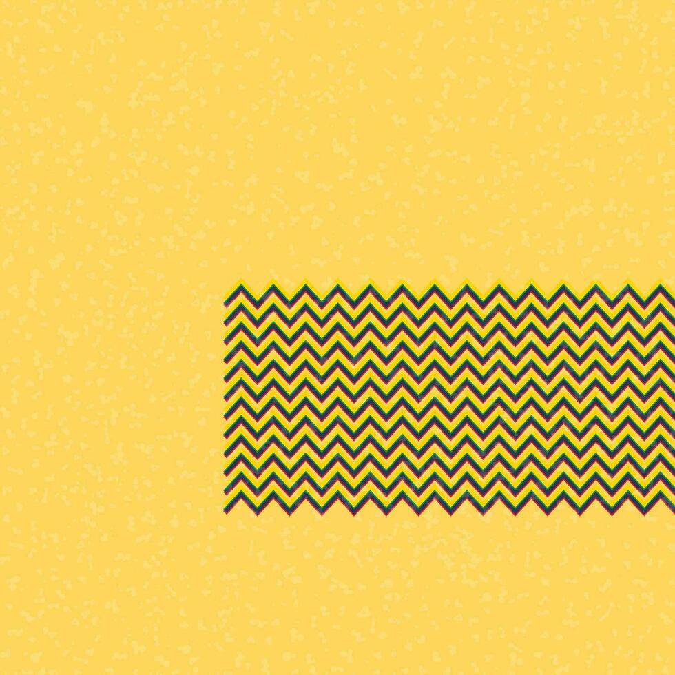 Abstract zigzag CMYK colors overlap transparent with riso print effect vector illustration on yellow background have blank space.