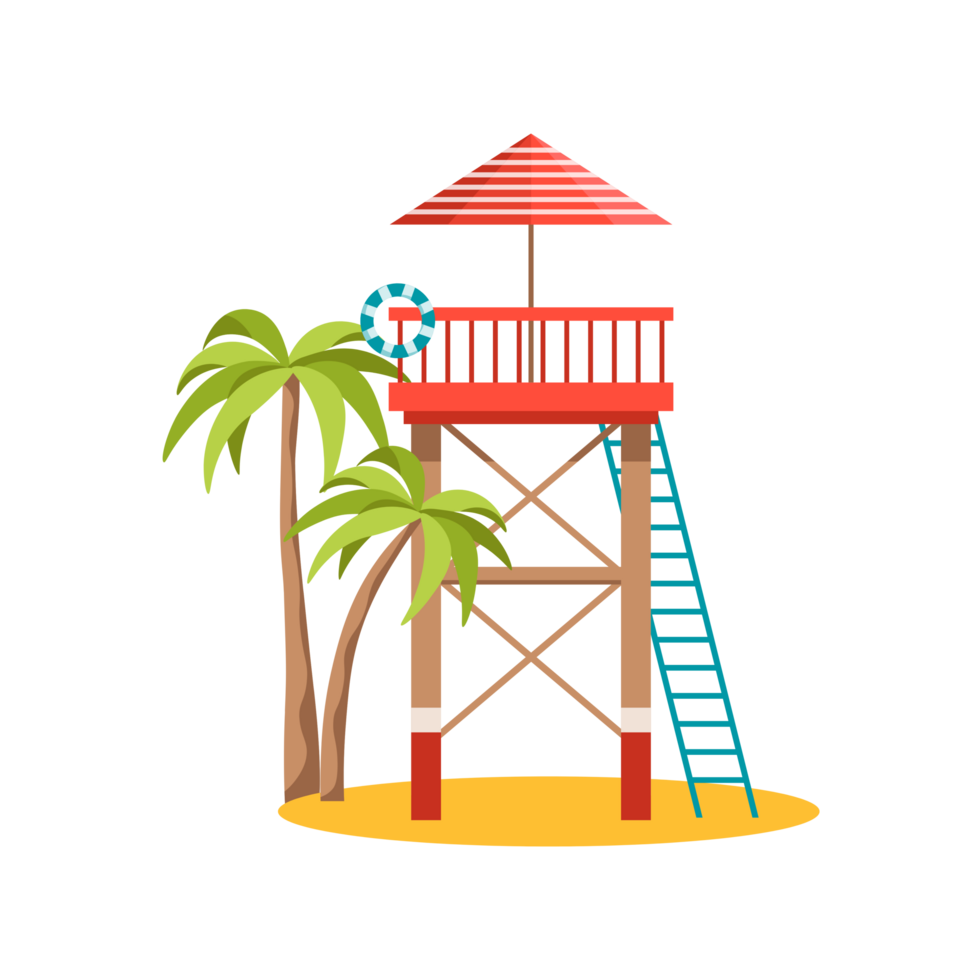 Wooden lifeguard station on coast Generative Ai png