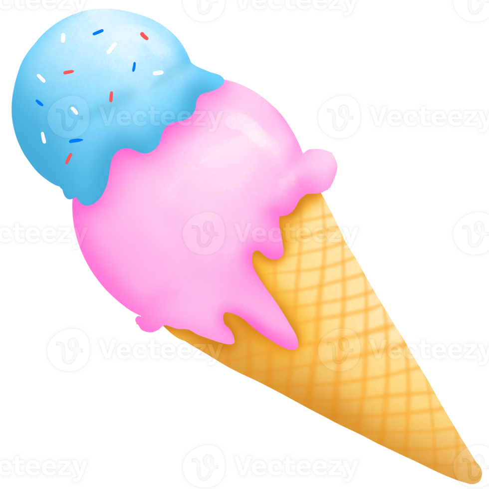 The blue and pink ice cream cone png