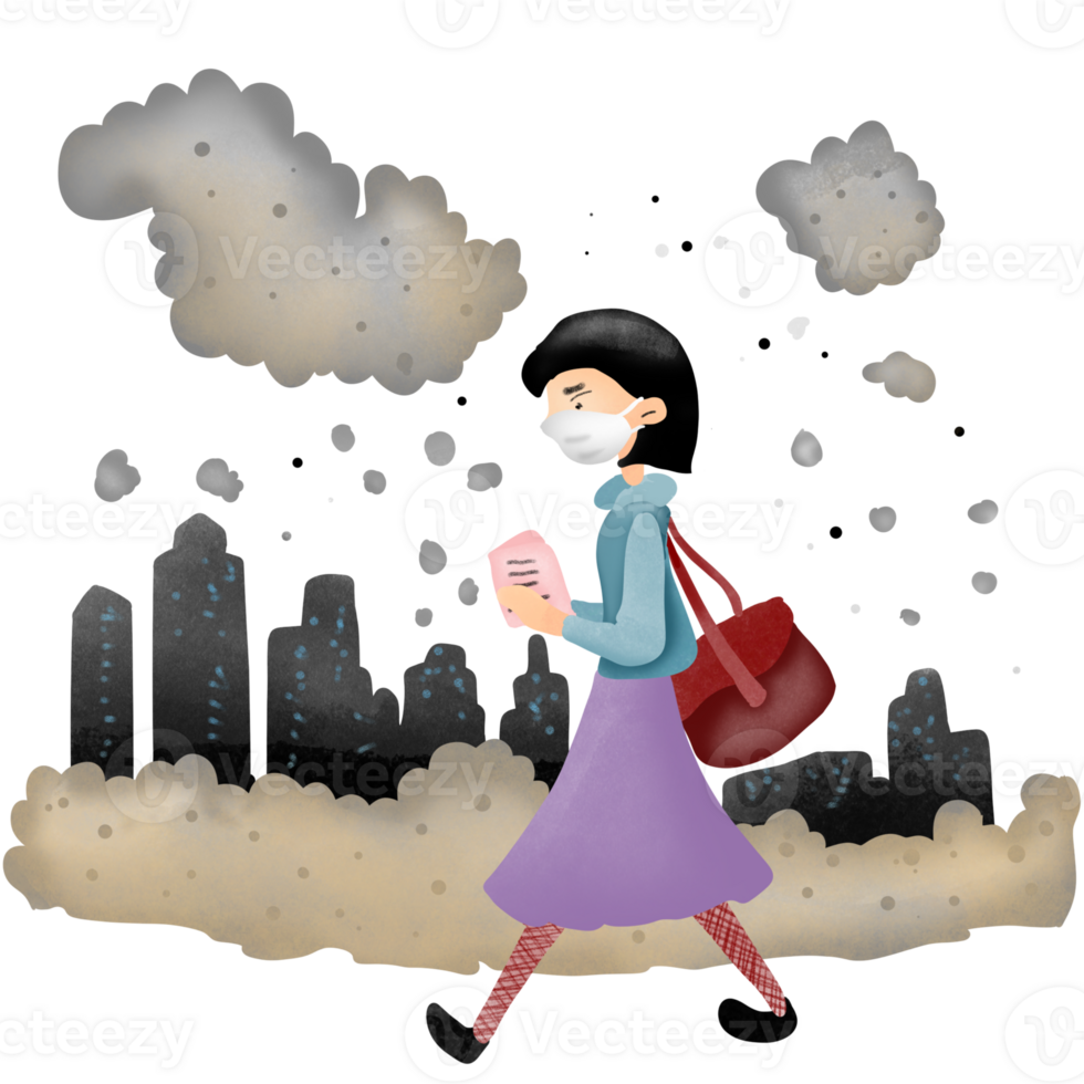 The woman in the pollution png