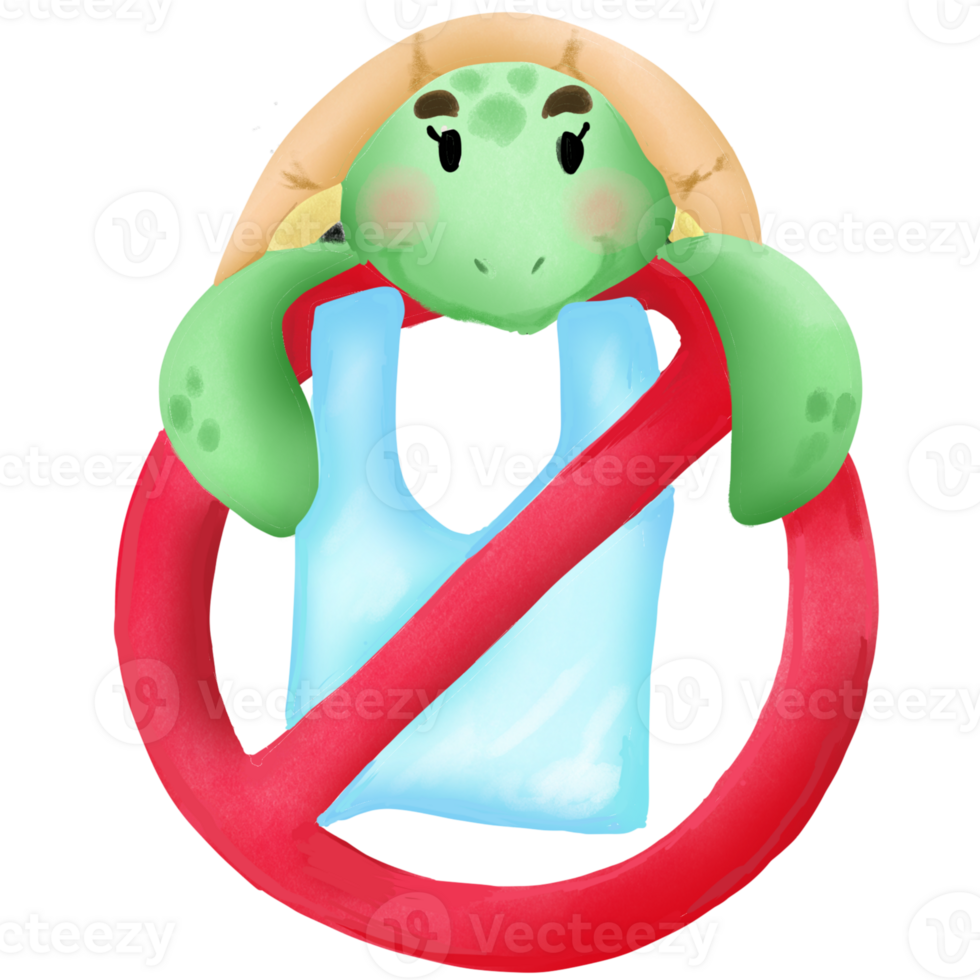 Plastic free for safe the turtle png