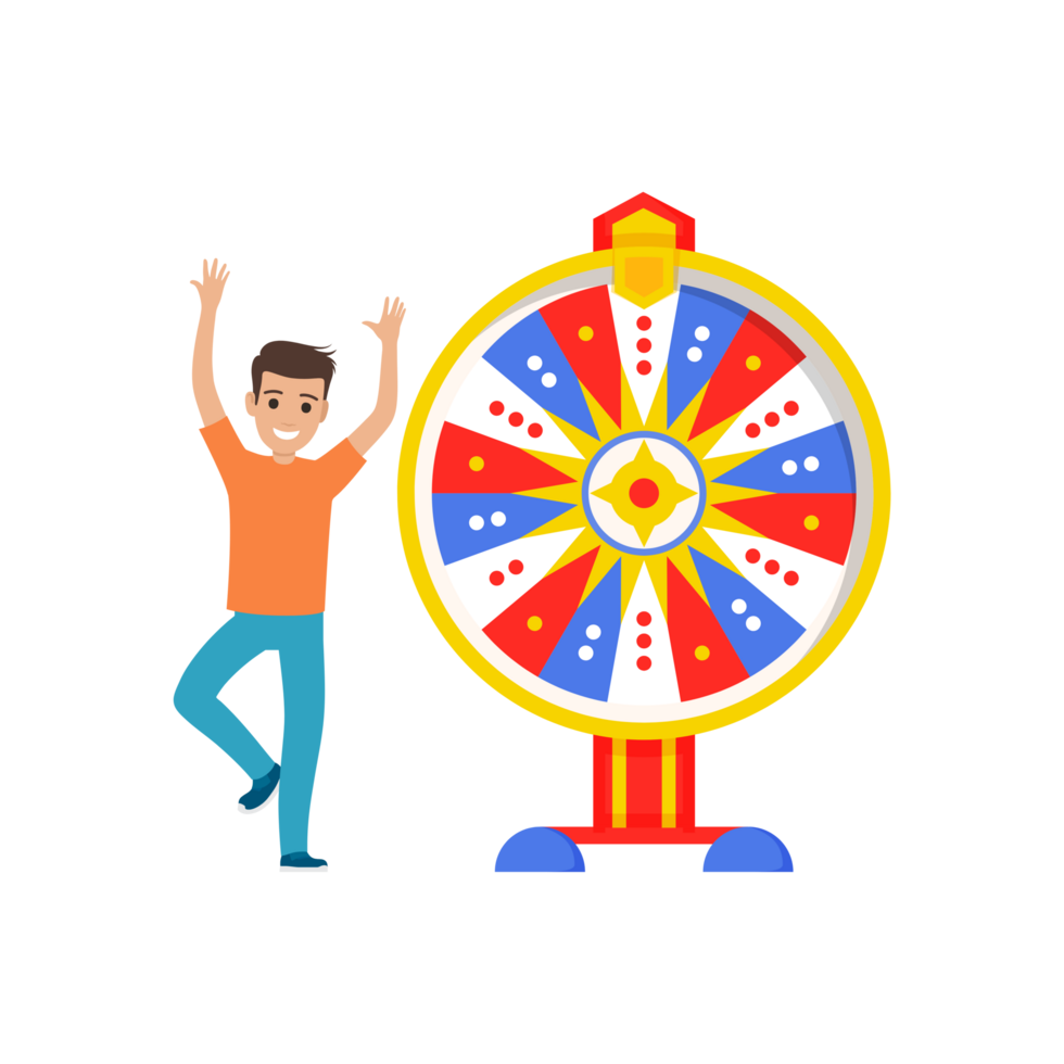 Wheel Of Fortune with Cartoon boy  Generative Ai png