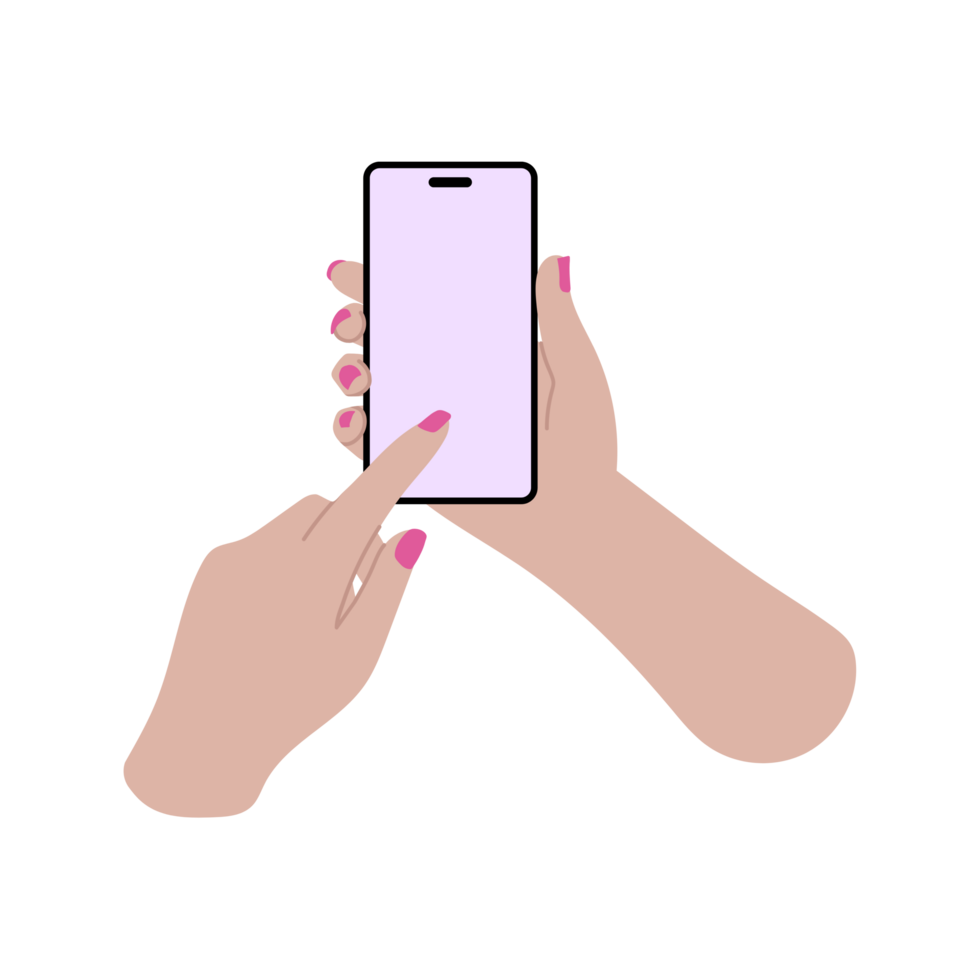 hand holding smartphone with finger touching the screen Generative Ai png