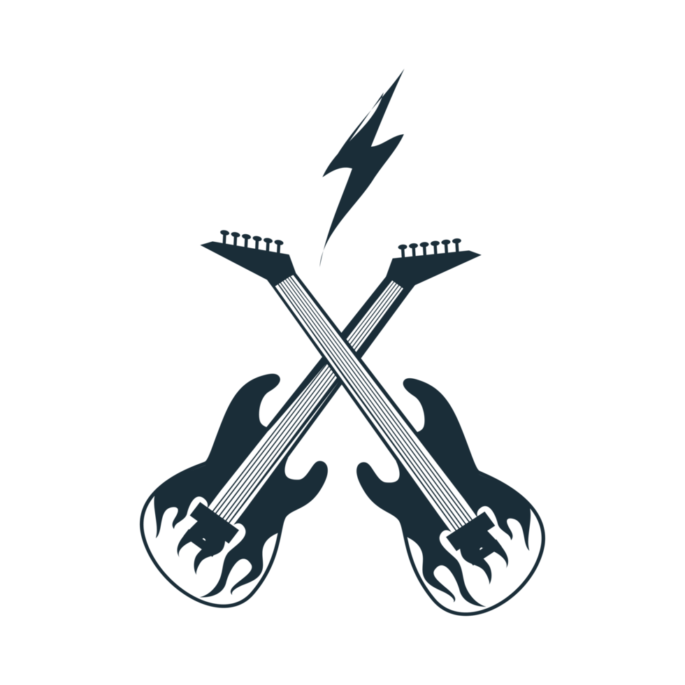 Crossed Electric Guitar Logo Generative Ai png