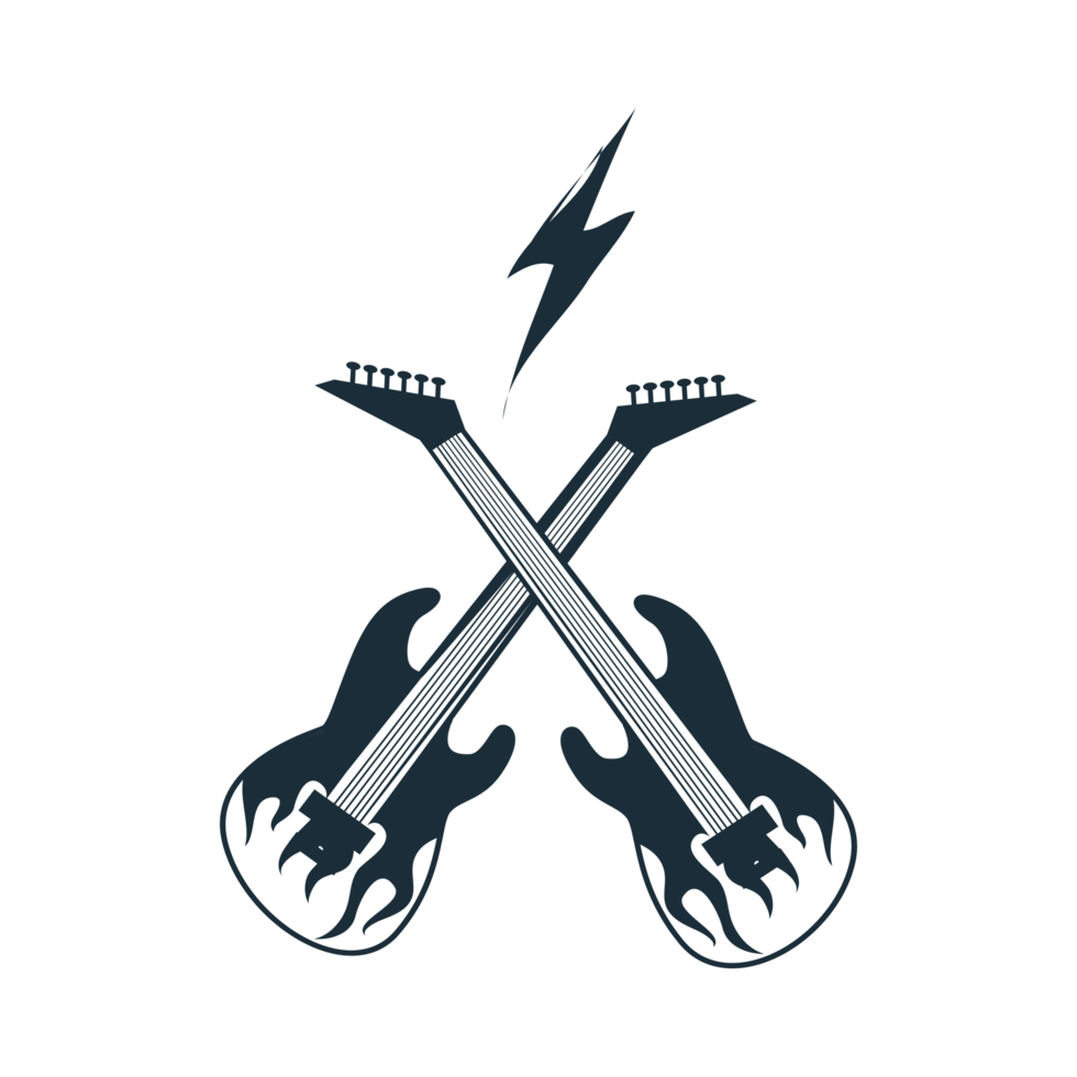 attraversato elettrico chitarra logo generativo ai png