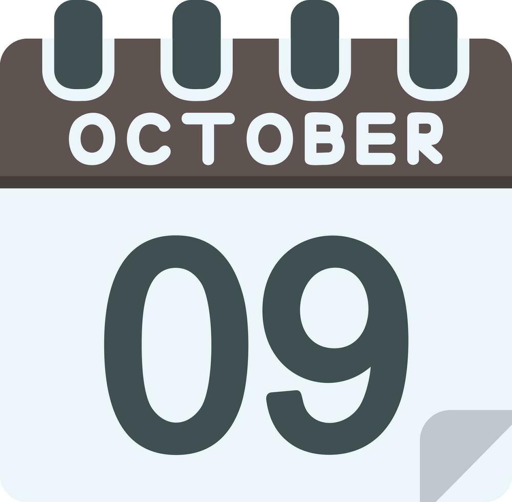 9 October Flat Icon vector