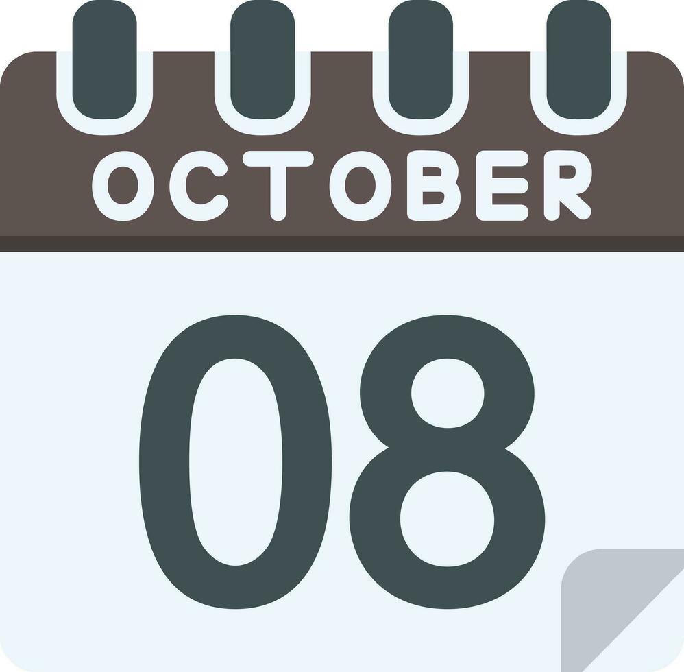 8 October Flat Icon vector