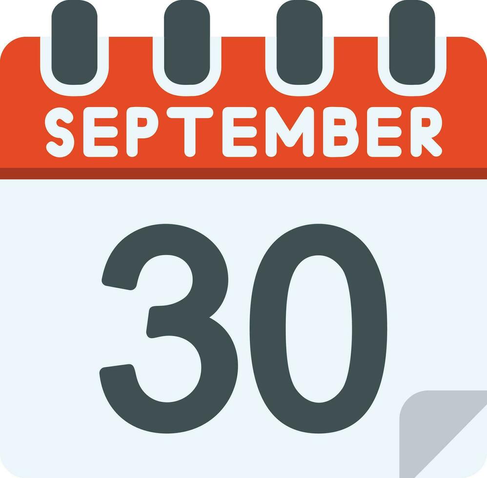 30 September Flat Icon vector