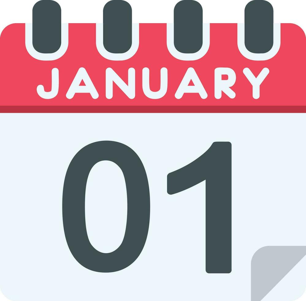 1 January Line Icon vector