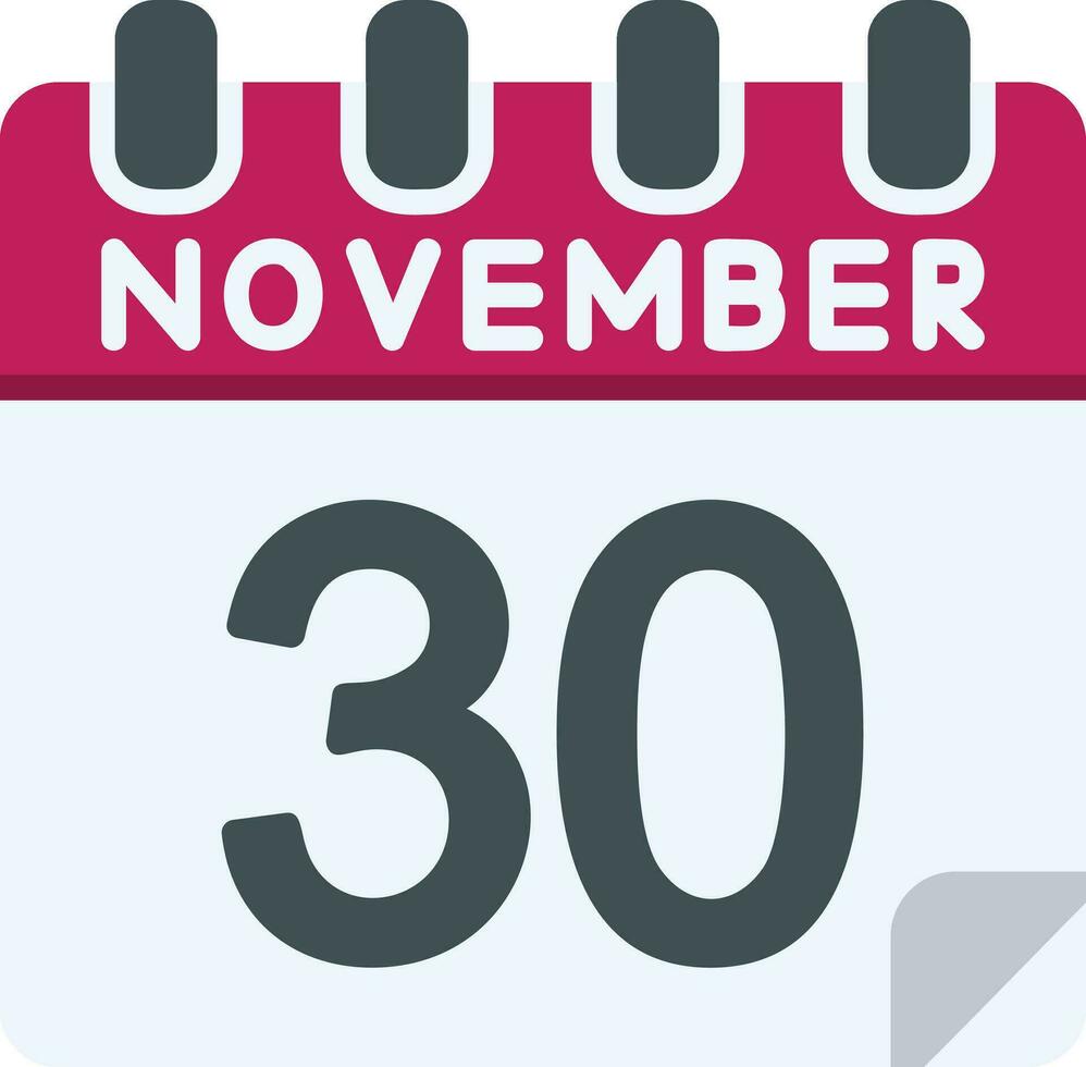 30 November Flat Icon vector