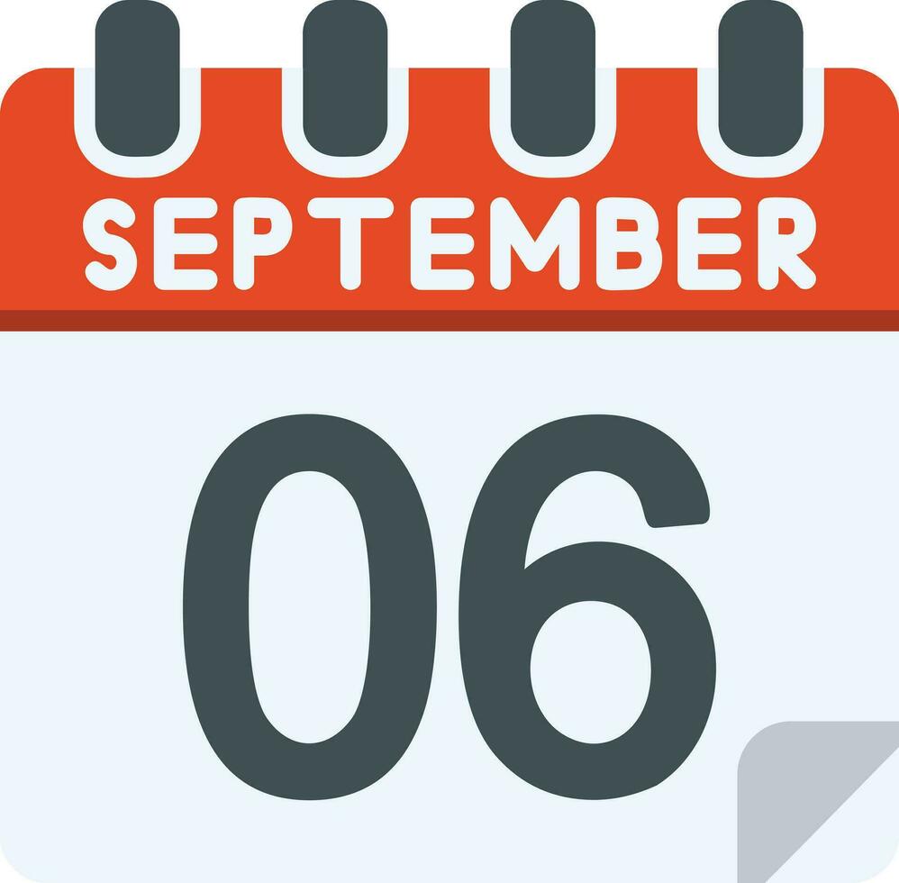 6 September Flat Icon vector