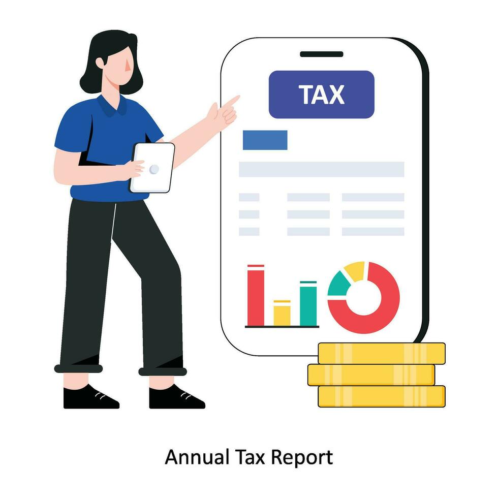Annual tax report Flat Style Design Vector illustration. Stock illustration