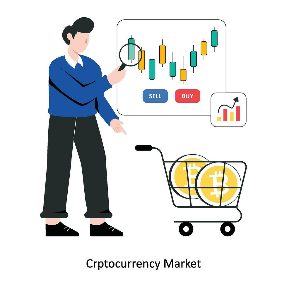 cripto moneda mercado plano estilo diseño vector ilustración. valores ilustración